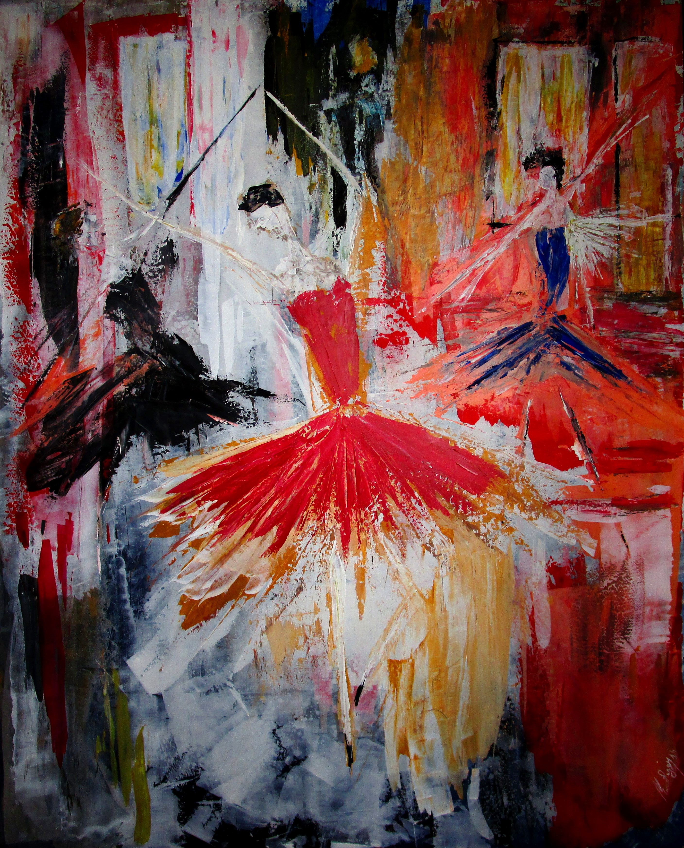 02 La danza; acrilico su mdf; cm 110x136x3; anno 2016; autore Marco Raggi